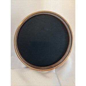 Coppercraft Guild 13" Round Barware Serving Tray Faux Leather Vintage Copper MCM